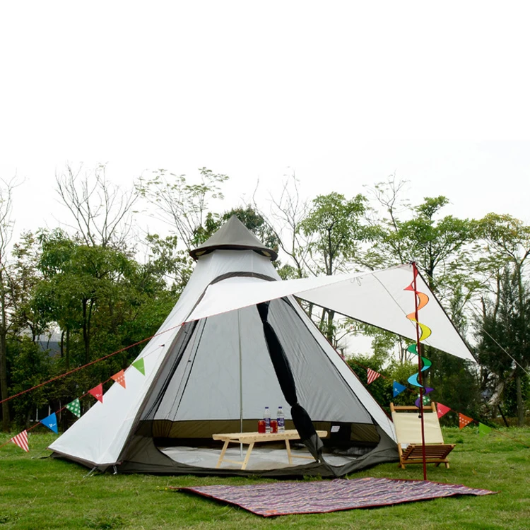 Aluminum Pole Dome Tent 5-6 Person Teepee Tents Camping Outdoor Family Conical Double Layers Waterproof Tents 12x10x8ft
