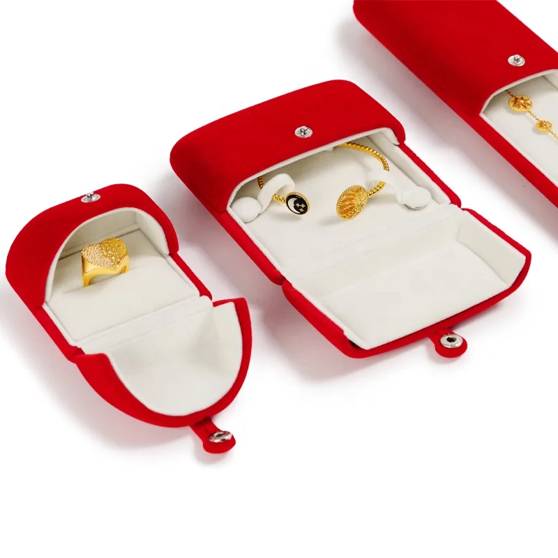 FANXI Elegant Wholesale Red Velvet Jewelry Boxes For Ring Necklace Bracelet Holder Gift  jewellery Packaging Box