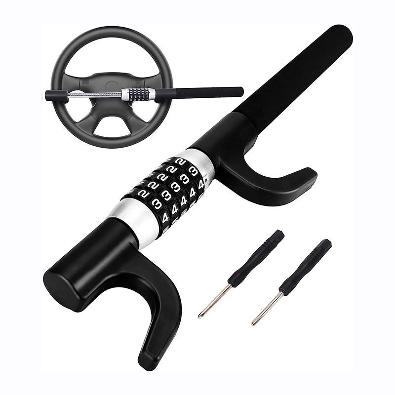Steering Wheel Lock Anti Theft Security Extendable Device Retractable Keyless Password 5 Coded Combination Antitheft Lock