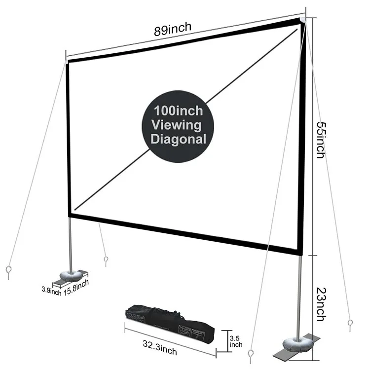 U.s. U.k. Germany Warehouse Projector 100inch 16 9 4k 3d Hd Wholesale Outdoor Travel Projector Screen Portable Projection Screen