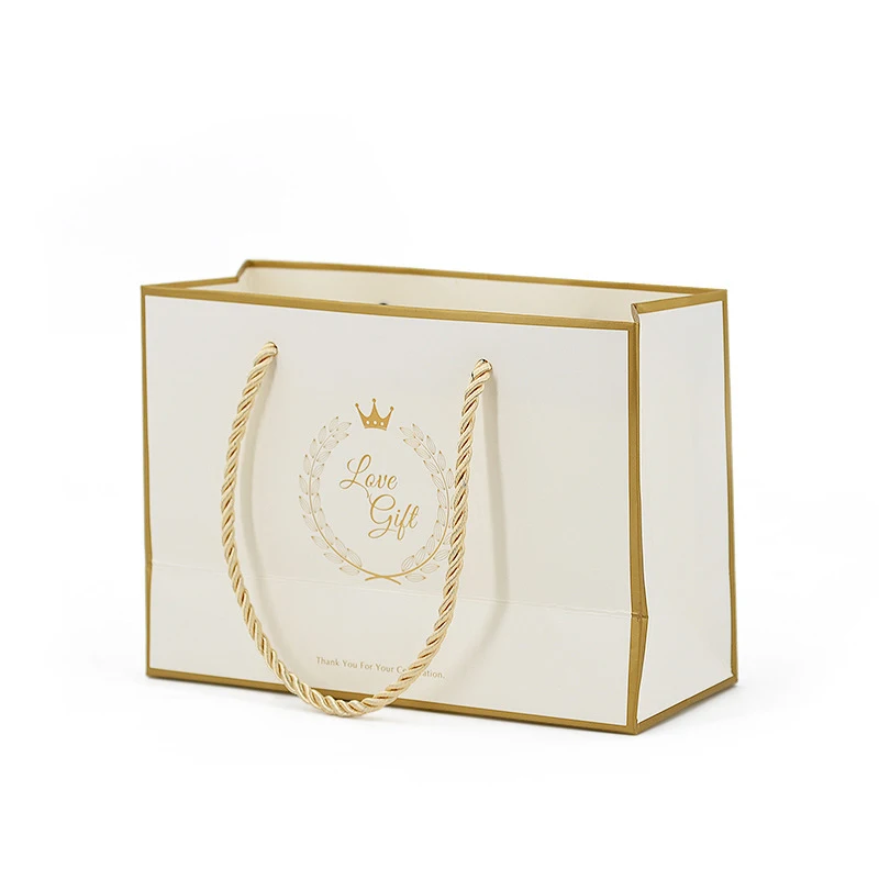 Custom Wholesale Luxury White Color Printing Paper Bag Set Card Paper Gift Box Packaging for Wedding
