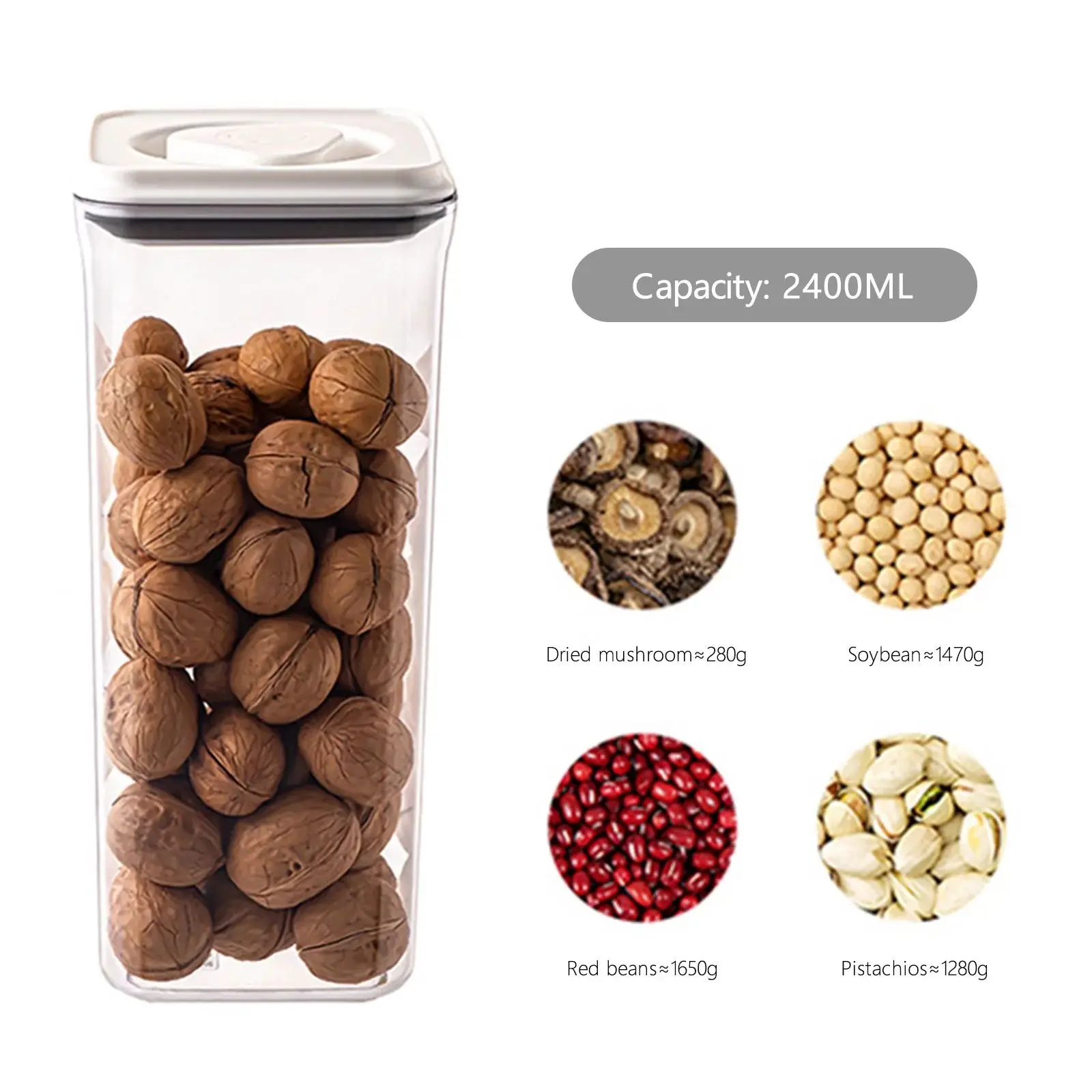 2400ml BPA Free Plastic Airtight Food Storage Container Set Leakproof Sealed Coffee Bean Jar Dry Candy Cookie Sugar Storage Food
