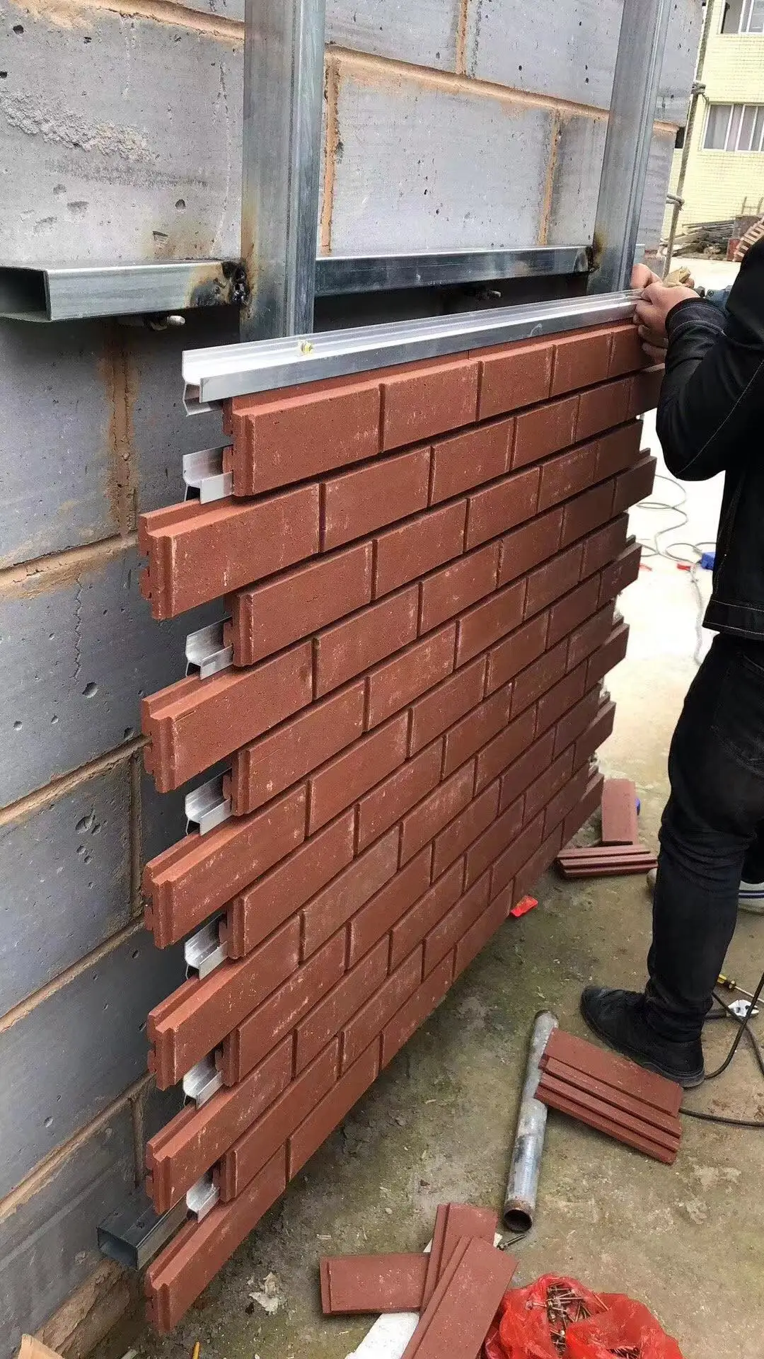 outdoor wall ceramic clinker brick tiles, clay extruded split bricks facade panel clinker bricks