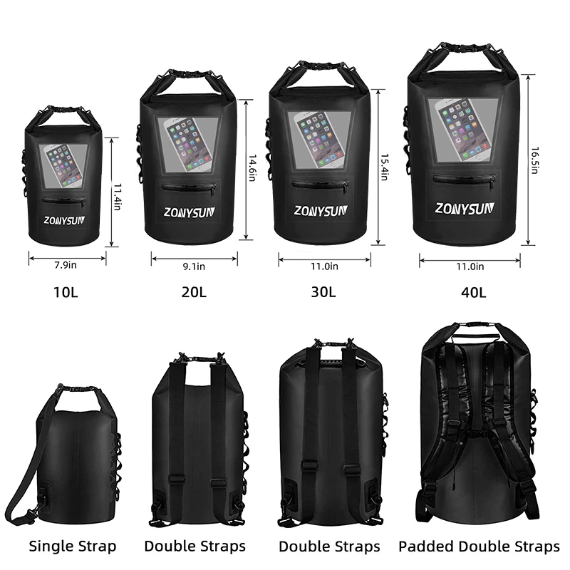 Custom Logo Dry Sack Outdoor Sports Beach Transparent Ocean Pack Waterproof Swimming Backpack Clear Hiking Wet Waterproof Bag