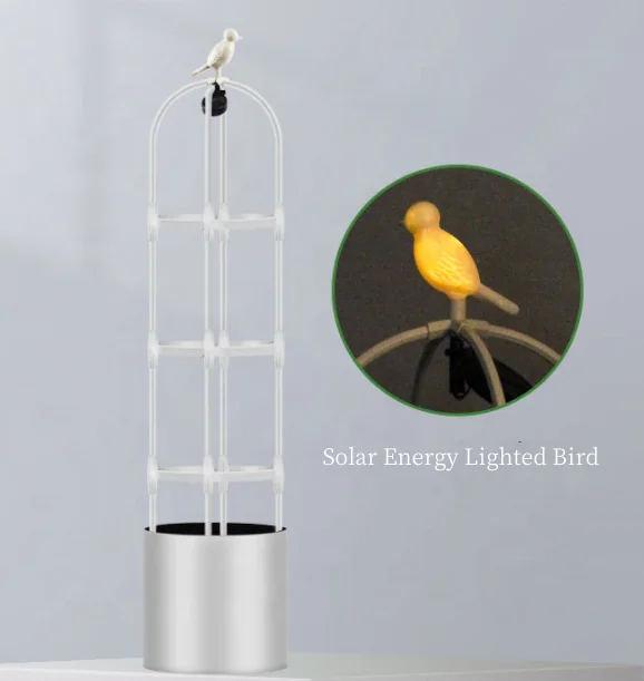 New Product Solar Bird Flower Stand Garden Tower for Climb Plant Shaped Flower Bracket Metal Trellis Plant Climb Hanging Frame