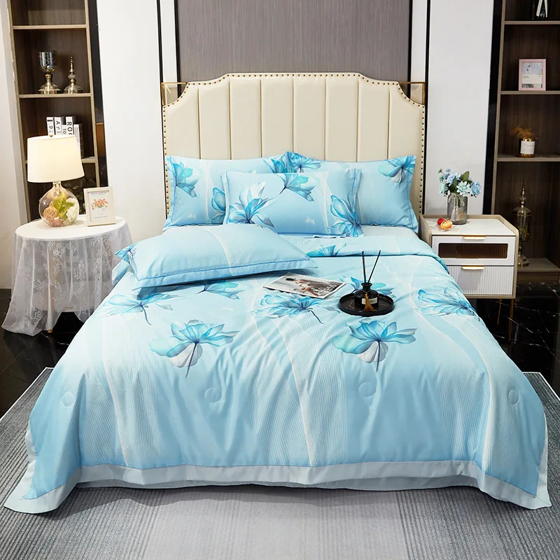 2022 Hot Selling Quilt Bed Sets Soybean Fiber Summer Cool Quilt Comforter Set 4 Piece Queen Size Quilt Set Washable Thin Blanket