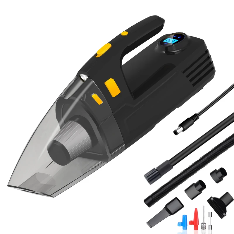 Car Handheld Vacuum Cleaner 4 in 1 Digital Tire Inflator Pump Pressure Gauge car vacuum Cleaner for Car Menage with LED light