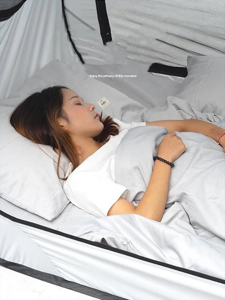 Silver Fabric Pop Up Bedding Sleeping Private Tent Indoor Outdoor Camping Anti Mosquito Portable Folding Tent