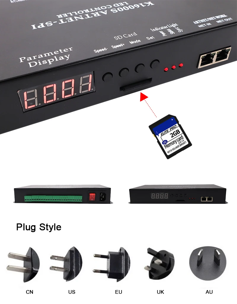 K16 Artnet LED controller 16 channels SPI RGB IC PIXEL programmable LED controller with SD card for club and KTV