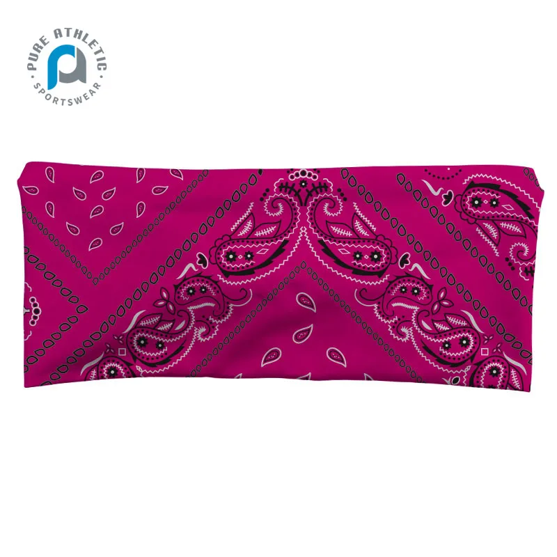 PURE Sublimation Printed Paisley headband Customized Logo Design Workout Run Fitness Sweatband Elastic Sports Headband Men Women