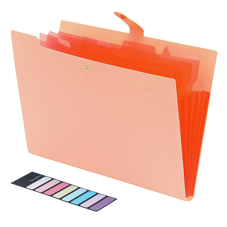 multi color portable plastic button accordion document folder waterproof 5 pocket expandable file folders