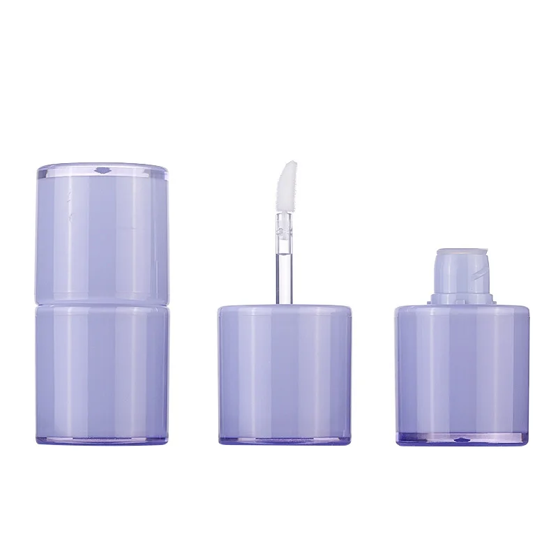 4ML New Design Fat Half Round Shorter Lip Oil Packaging Clear Wand Purple Orange Nude Colors Glossy Lip Gloss Tube In Stock