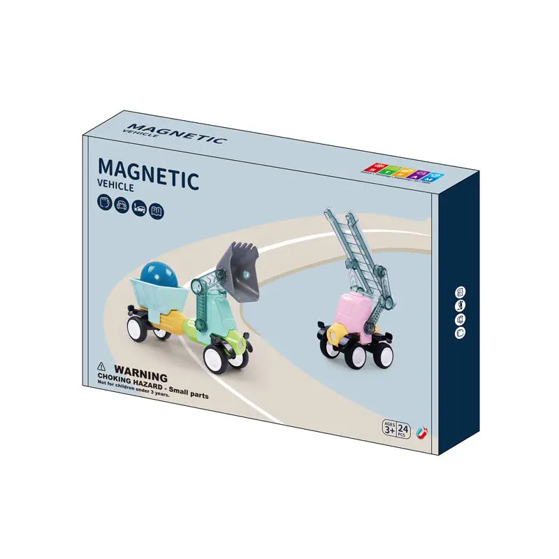 Children DIY Educational Toy Magnetic Stick and Balls Vehicle Cars Toys Set for Boys