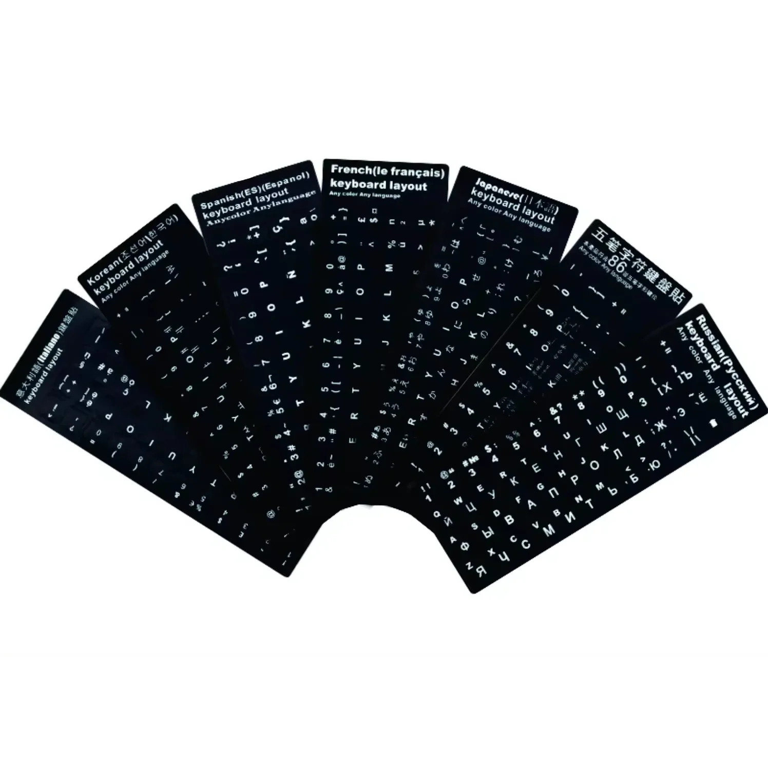Wholesale Matte PVC laptop Keyboard letter decal Sticker for Arabic Russian Japanese Chinese Hebrew Korean Thai