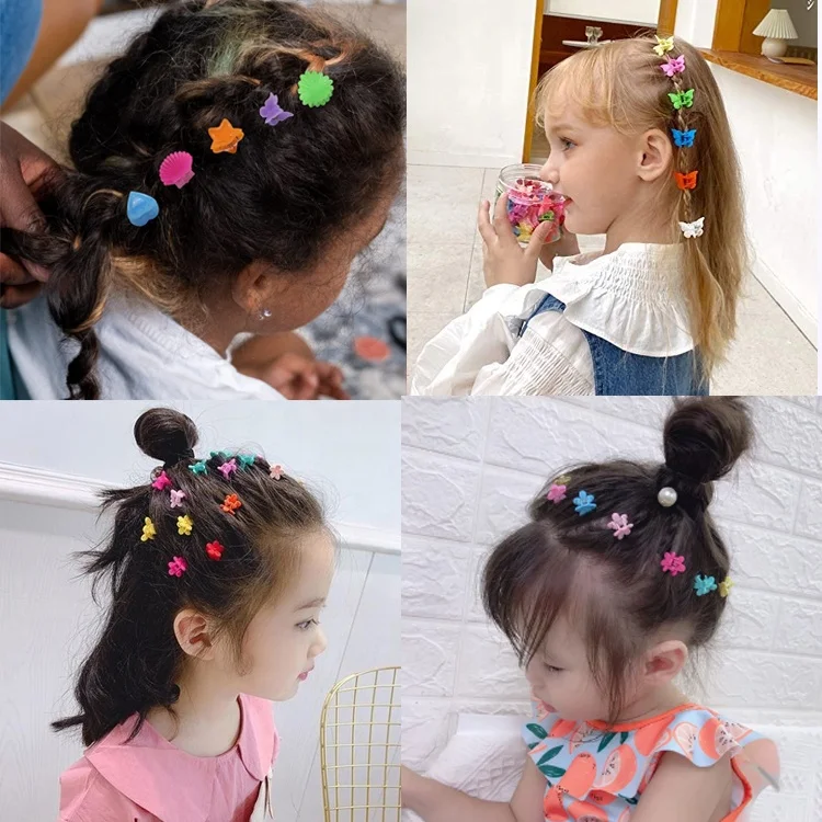 Lovely Heart Flower Butterfly Plastic Mini Hair Claw Clips For Little Girls Kid Hair Accessories