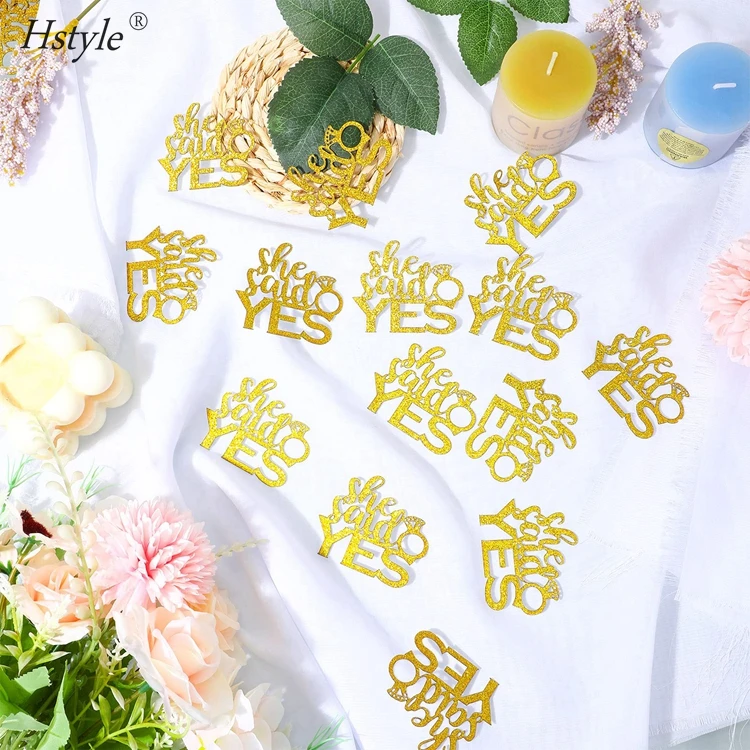 100 Pieces She Said Yes Glitter Confetti with Diamond Ring Table Confetti Wedding Engagement  Party Table Scatter