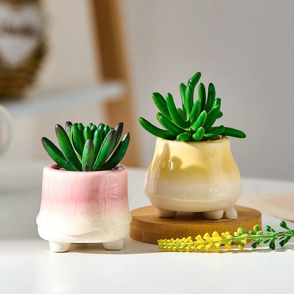 Nordic гостиная украшения суккулентные растения цветочный горшок льда трещины керамические маленький