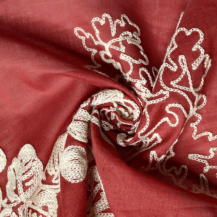 Женская и детская хлопковая ткань с цветочным узором вышивкой на цепочке