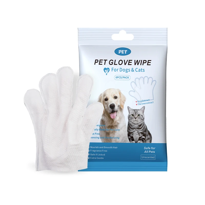Pet-Friendly Cleaning Gloves Pet Wipes Disposable Cat Cleaning Gloves  Pet Gloves Wet Wipes