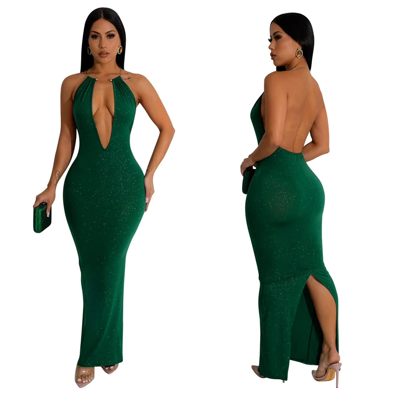 2024 chic red women stretch sexy party prom steel rolls halter neck floor length evening gown dress elegant plus size ball gown