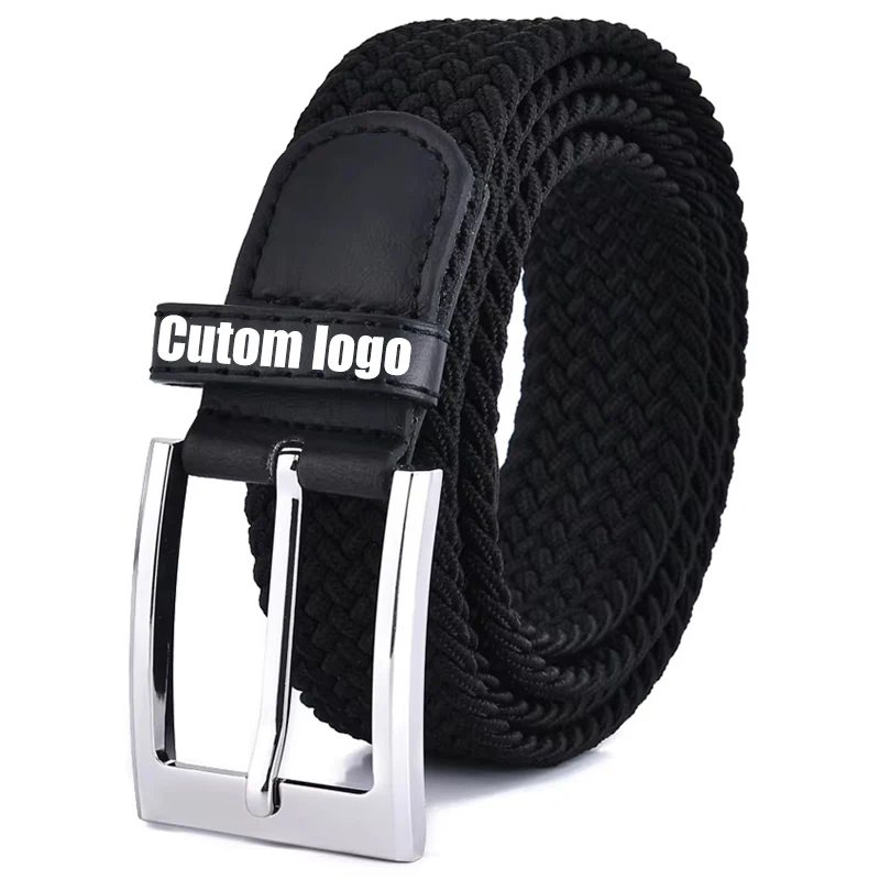 Custom Women Adjustable Canvas Waist Polyester Mens Baseball Golf Knitted Stretch Belts Woven Elastic Braided Belt