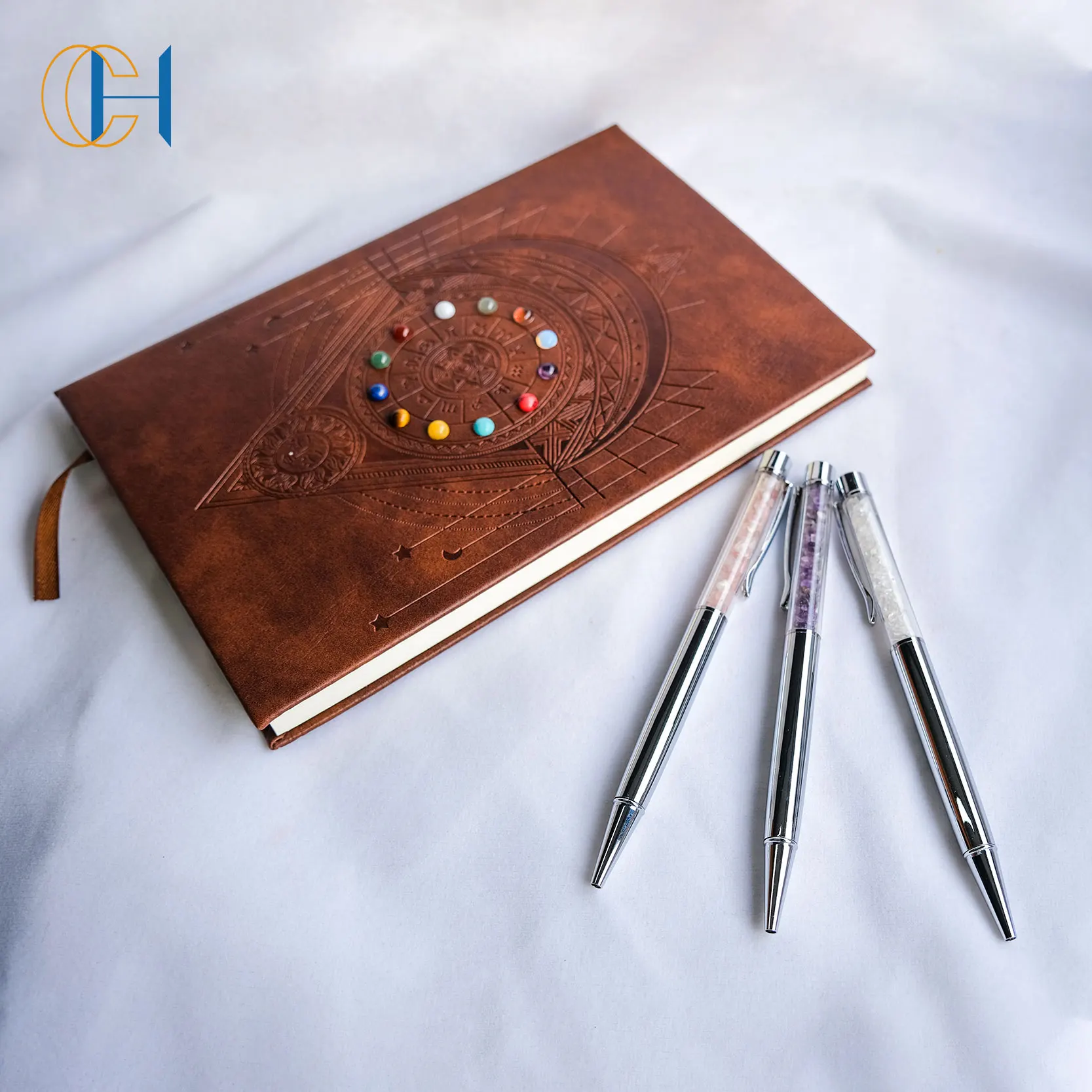 Promotional Metal rose gold crystal diamond ballpoint pen bling metal pen office gel pen gift notebook set in bulk
