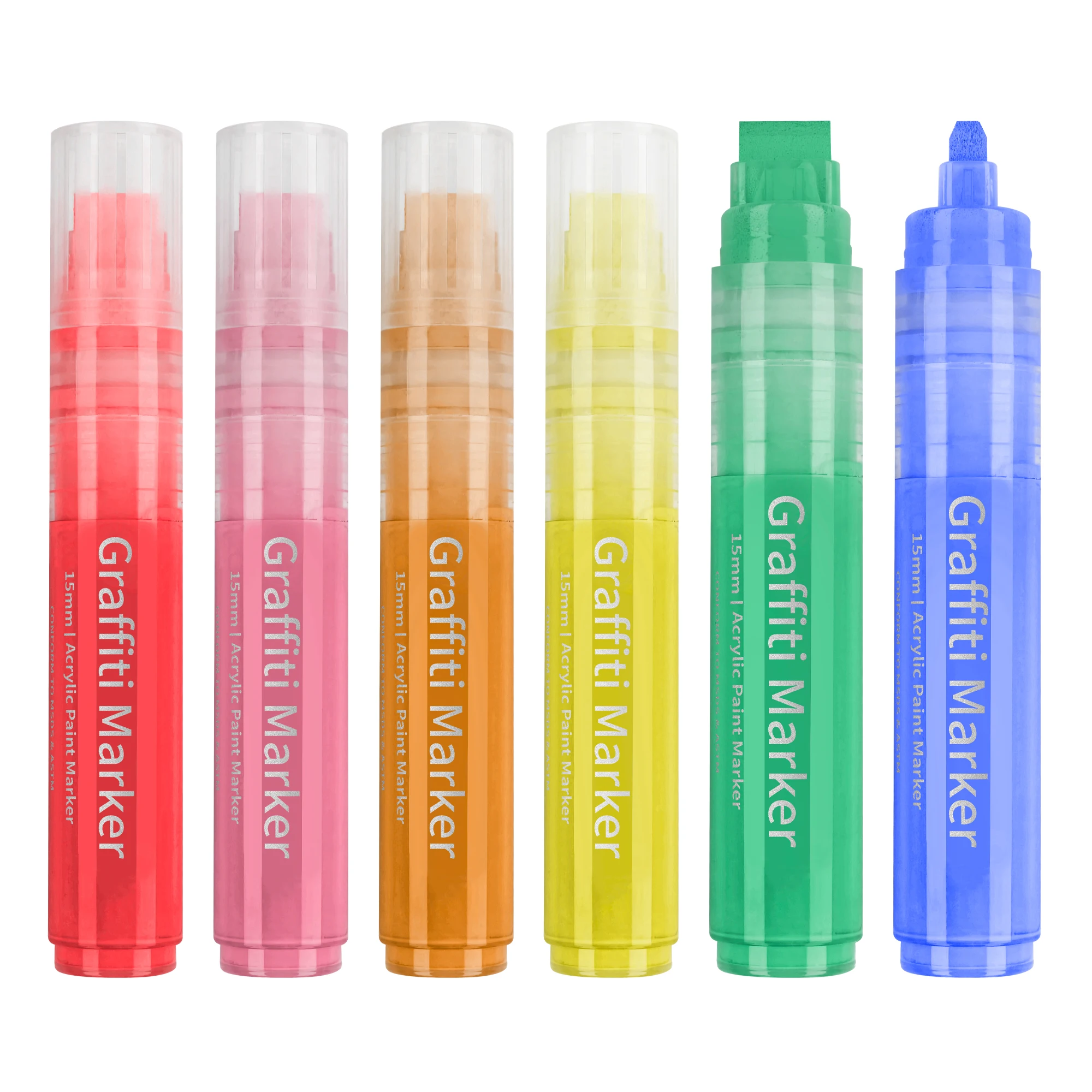 15 мм акриловый маркер с объемным наконечником для граффити настенная живопись Индивидуальный бренд цветные чернила на водной основе логотипом OEM Box