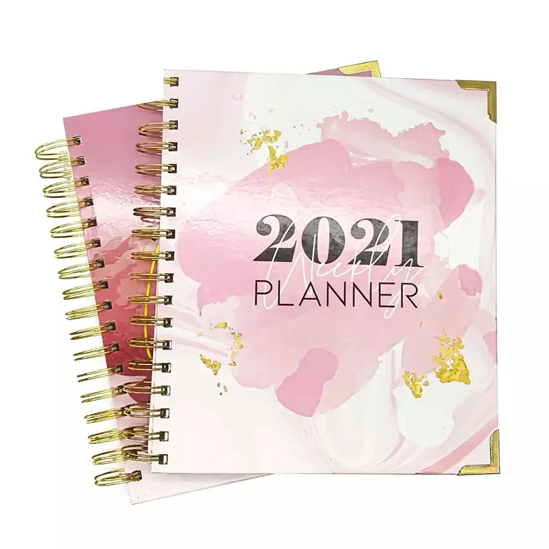Custom Printing Metal Corner Spiral Weekly Day Manifesting Planner with Tab Pages