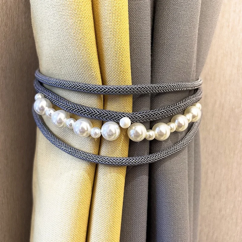 Curtain rope set with frappe pendant Curtain Tie Back with Pearl Easy Installation