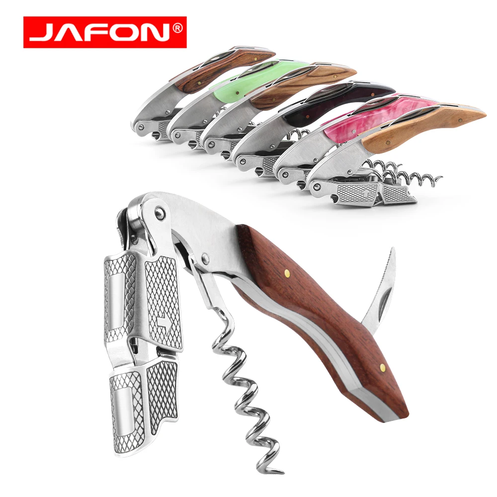 Wood Handle Wine Bottle Opener  professional Waiter Corkscrew Top Sale Wood Corkscrew Custom Logo Wine Opener