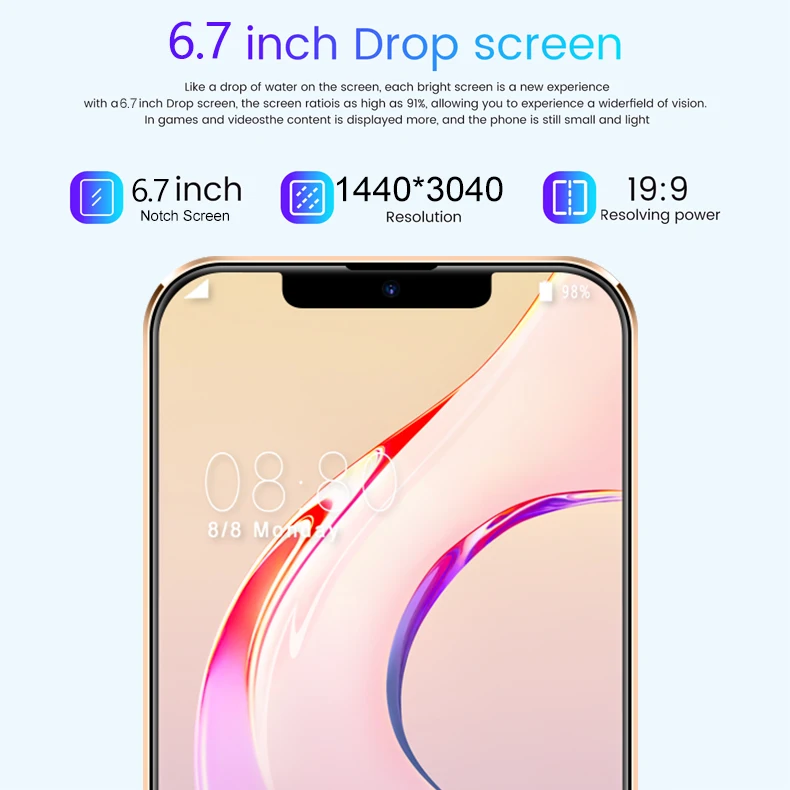 Оригинальный телефон i12 Pro MAX 6 7 дюймов Android смартфоны 12 Гб + 512 ГБ 10 ядер 5G LET сотовые телефоны 3 камеры