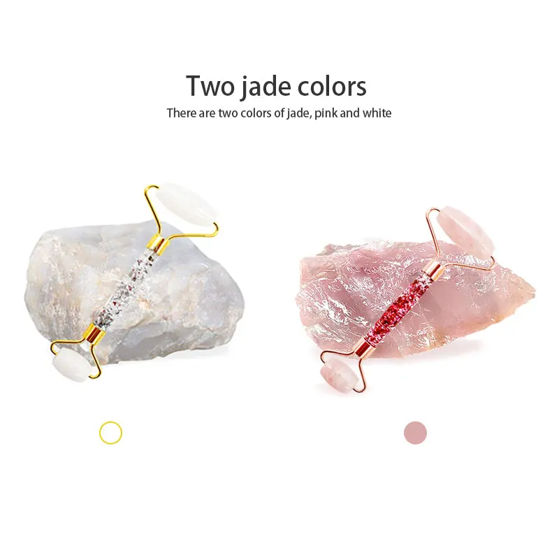 High Quality Face Massage Natural Resin Pink Jade Roller Gua Sha Set