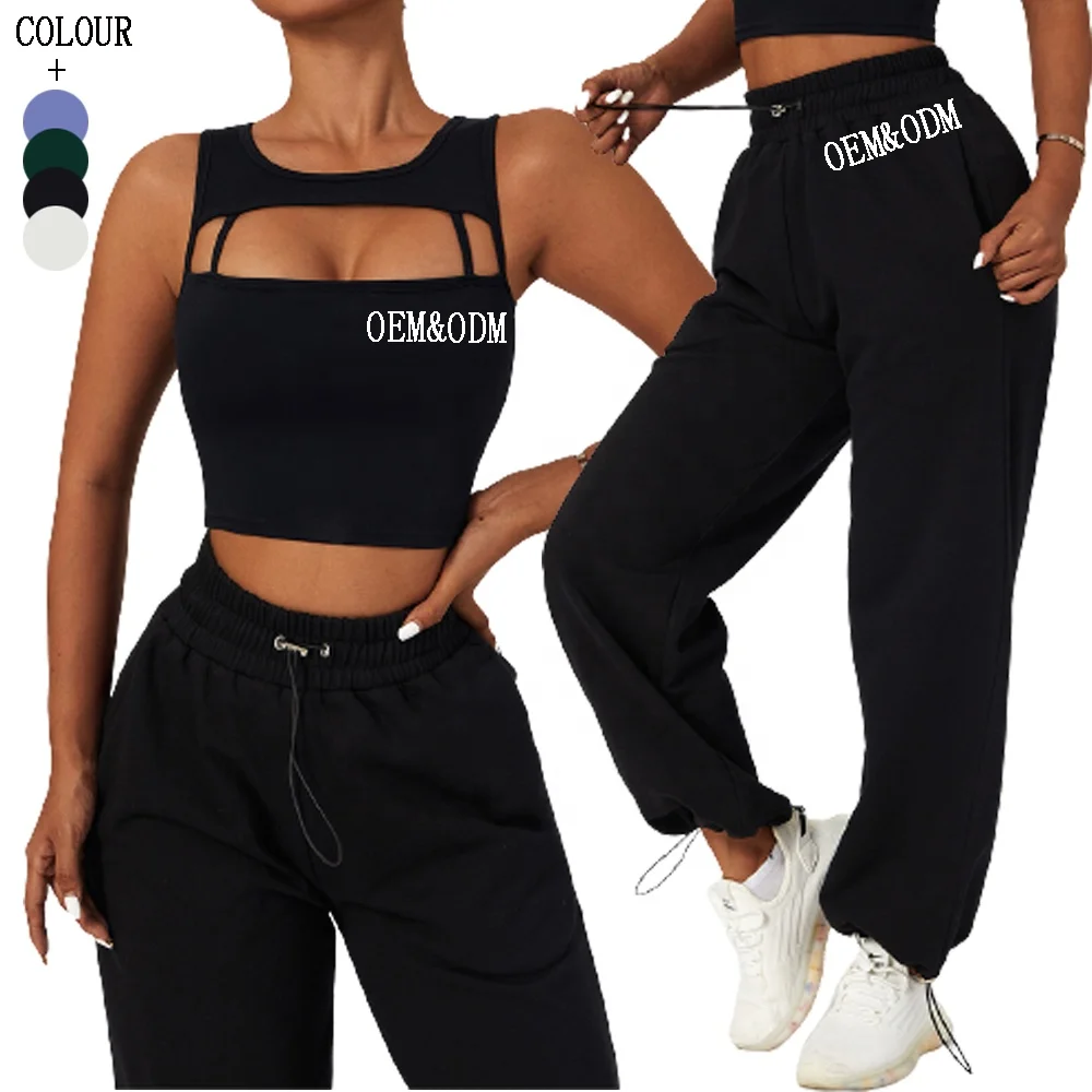 Sexy Fitness Wear Athleisure Outdoor Gym  Sports Leisure Suit Women Active Wear Jogger Sets