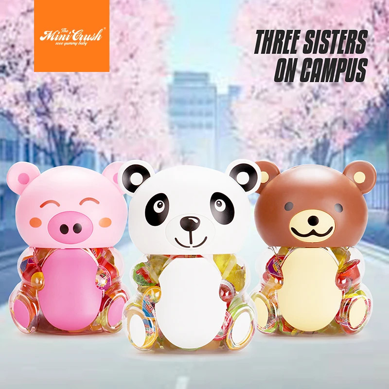 Bear toys jar with assorted fruit flavor coconut mini gelatina