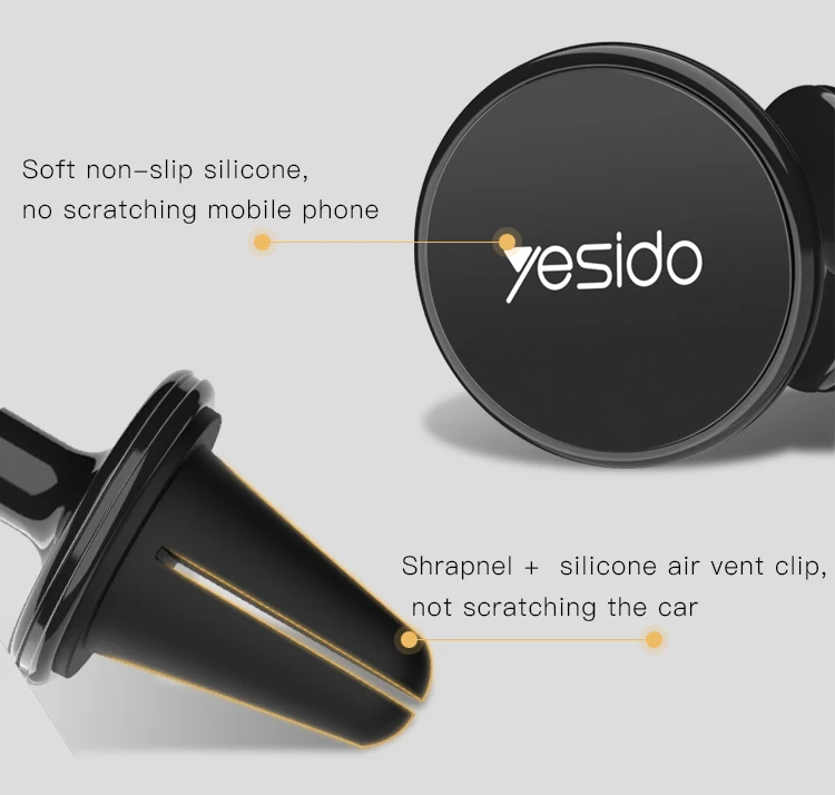 Yesido Magnet Car Mount Silicone Air Vent Clip 360 Angle Adjustable Cell Phone Magnetic Holder For Car