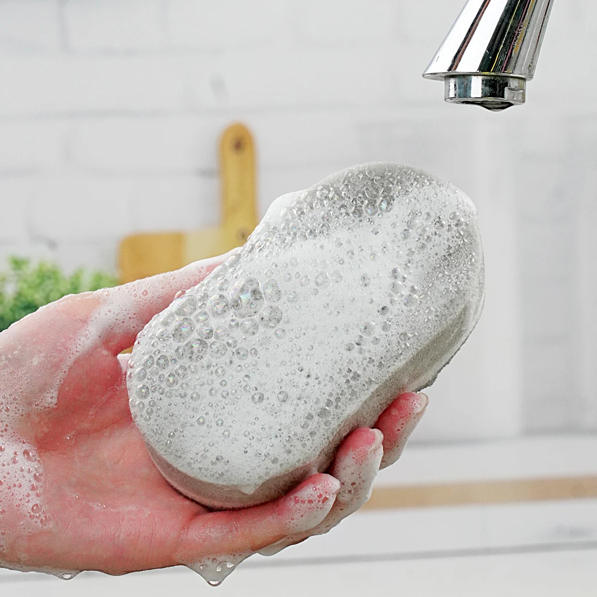 New product spray silver scouring pad sponge double-sided thickened cleaning kitchen dish brushing cloth sponge cleaning