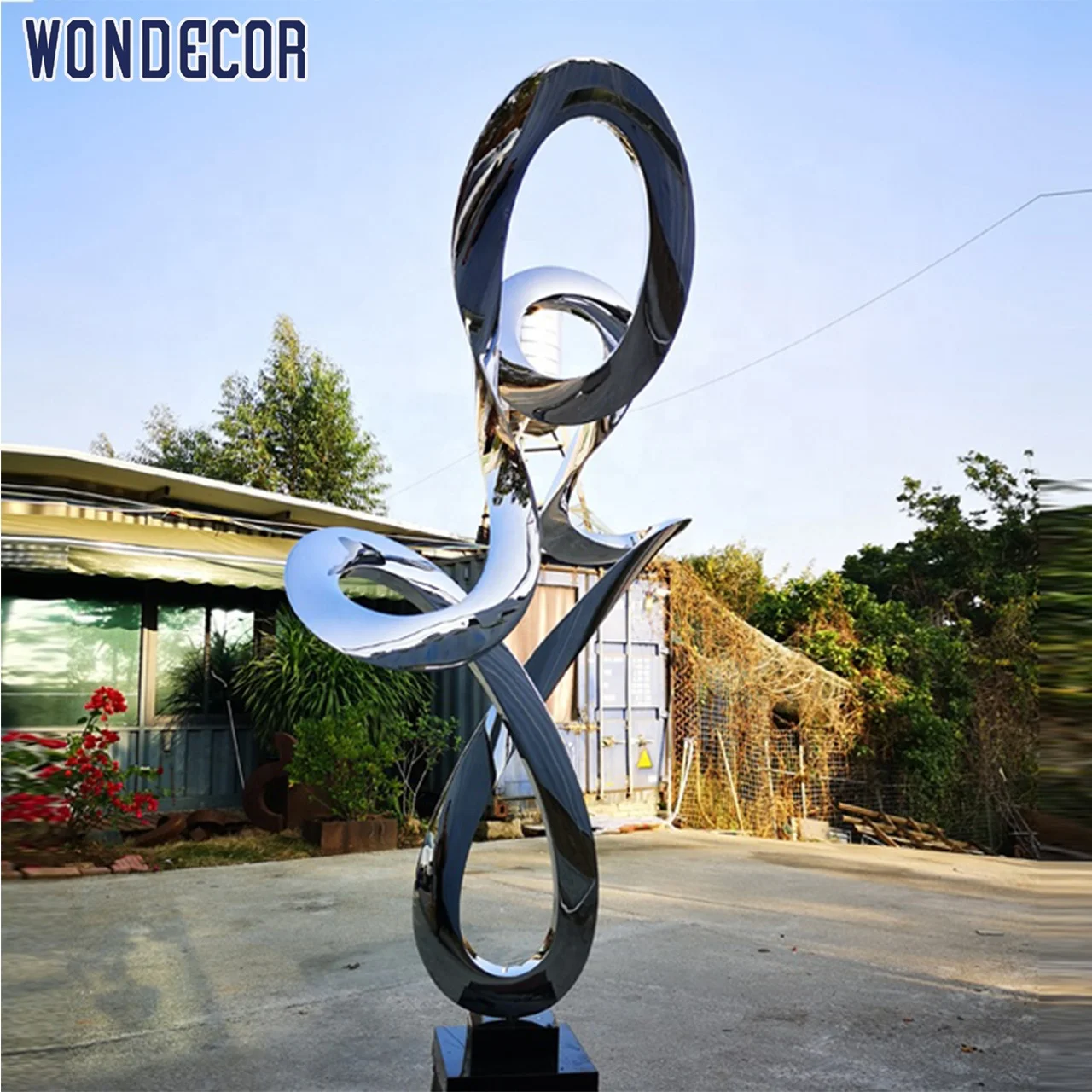 Wondecor большая уличная современная металлическая садовая скульптура художественная зеркальная полированная кованая абстрактная из нержавеющей стали