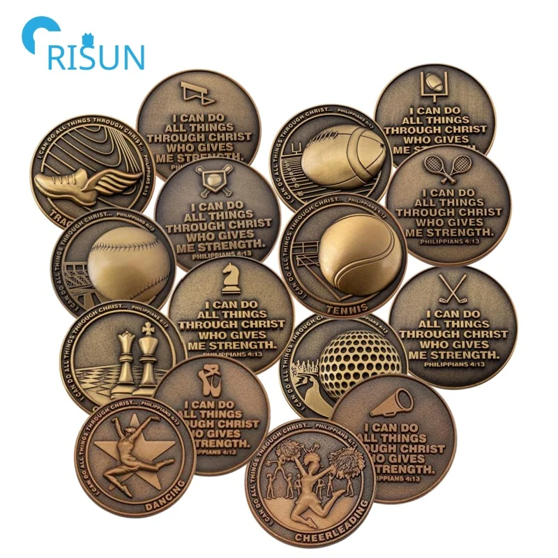 Manufacture Commemorative Baseball Chess Football Track Cheer Team Souvenir Coin Custom Christian Sports Coin for Athletes