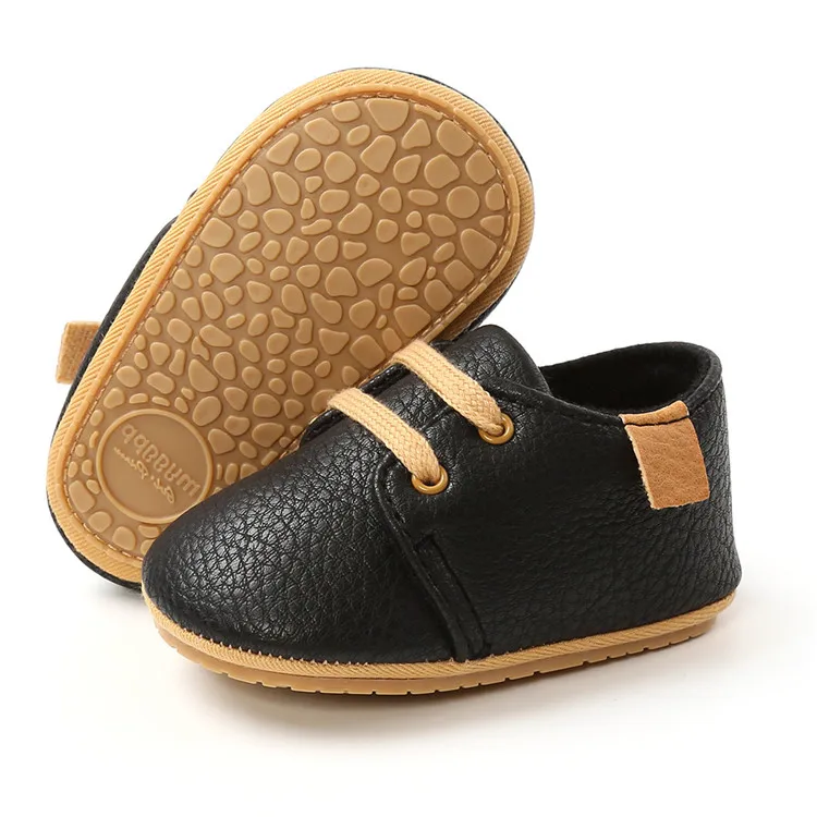 
2021 Wholesale Low MOQ OEM Infant Children Toddler Newborn Kids Boys Spanish Non-slip Casual Rubber Sole Kids Leather Shoes 