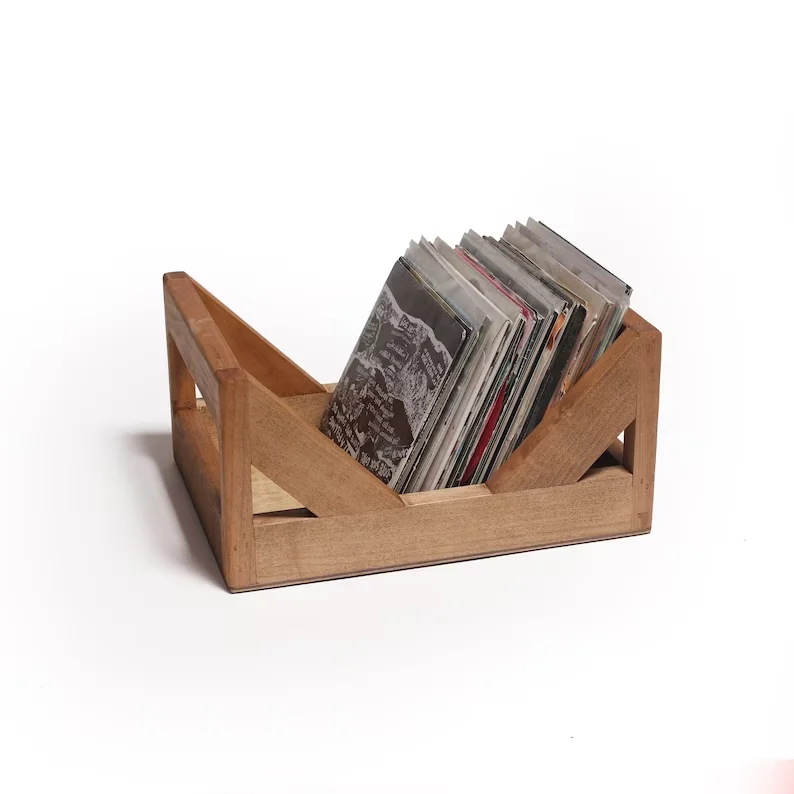 new holder  vinyl record storage crate wooden record holder