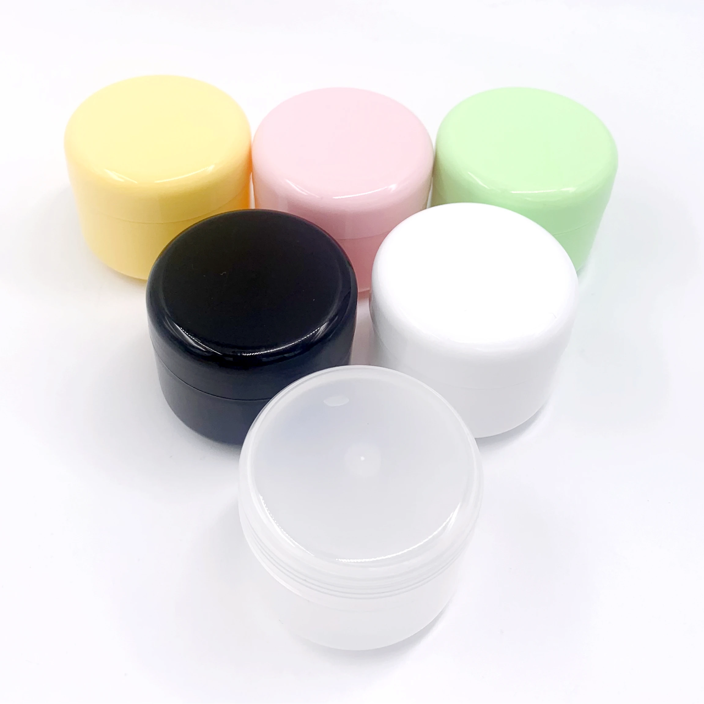 Cosmetic container 20g 50g 100g 250g PP clear white pink yellow green plastic jar for facial empty plastic PP cream