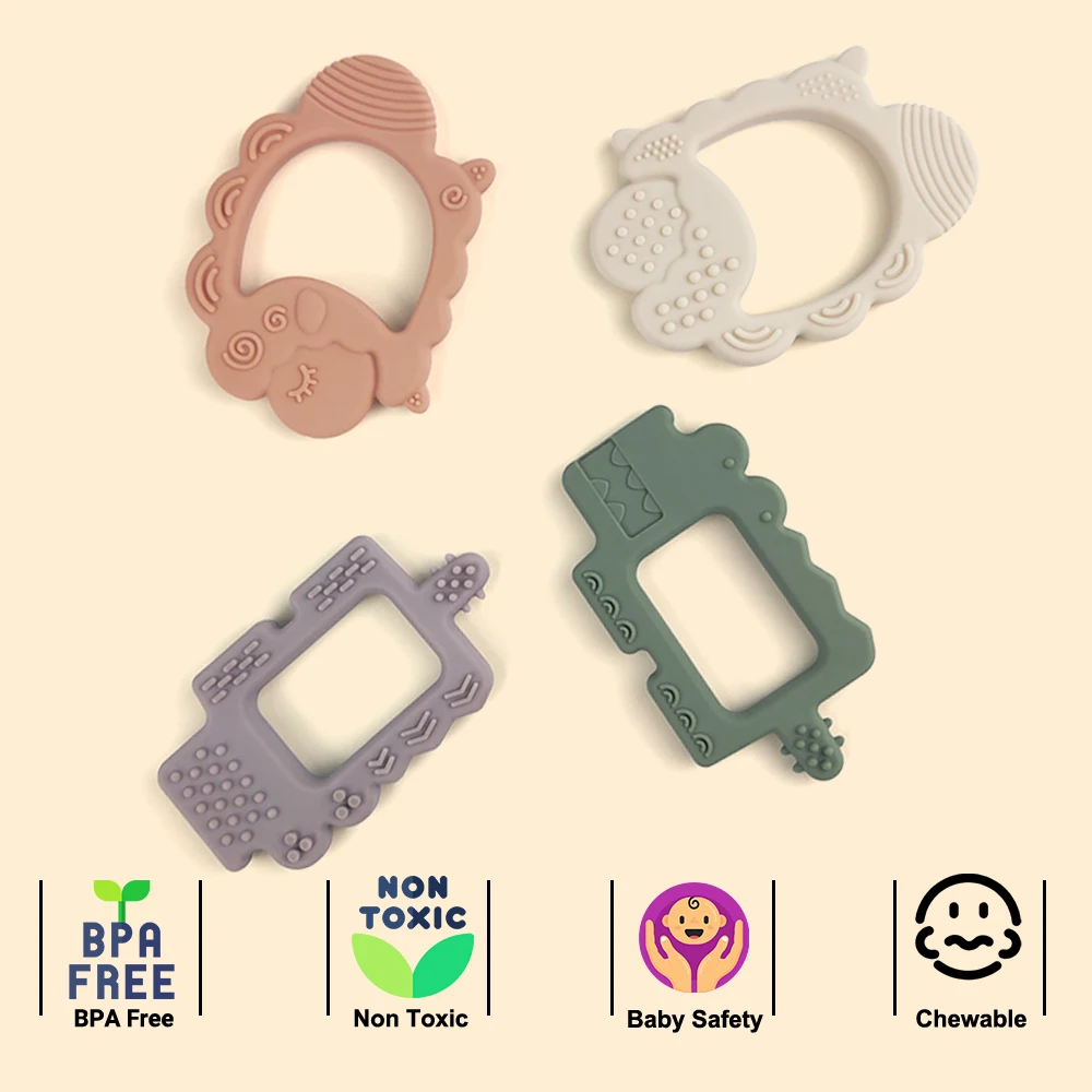 BPA Free Soft  Soothing Sore Gums  Chewable 3D Sheep Shape Crocodile Shape Silicone Baby Teether