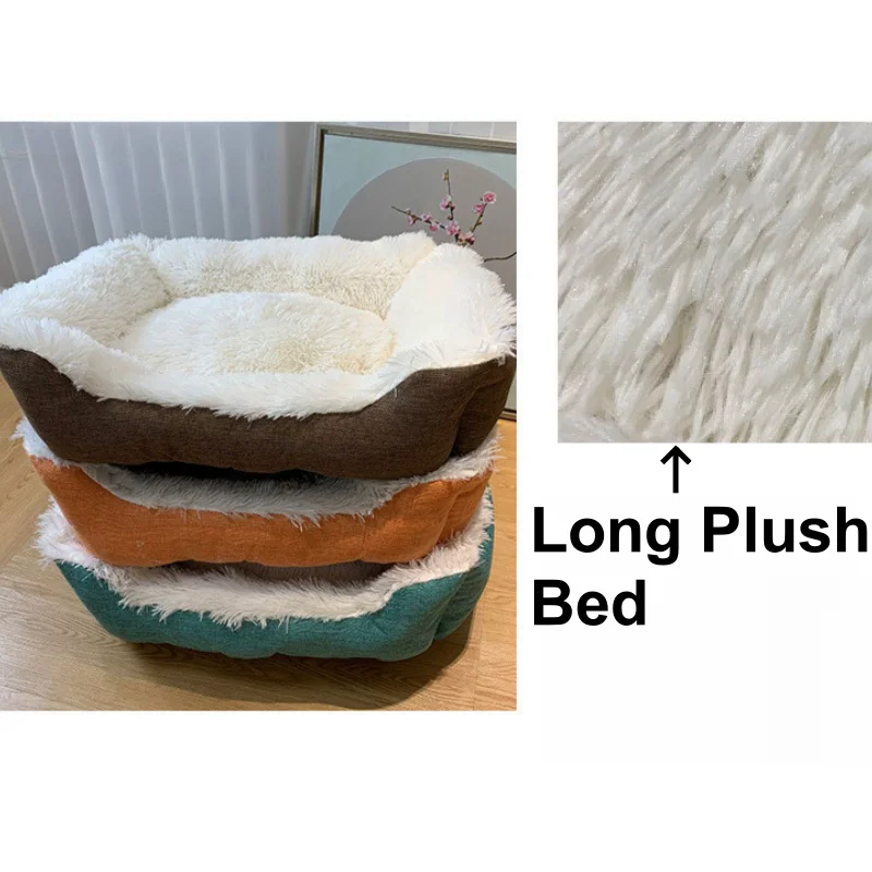 Hot Selling Constant Temperature Calming Washable Dog Cat Rectangle Pet Beds With Bolster
