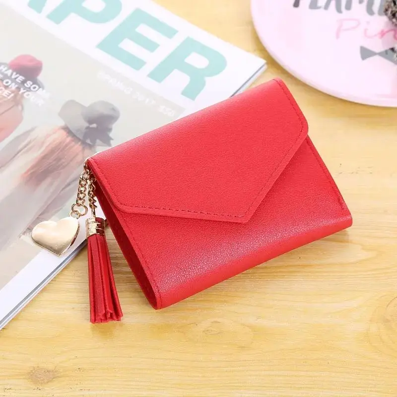 I-0004 Short Tassel Wallet Women Fashion Purse Female Mini Wallets New Korean Students Lovely Purse Female Small Wallet