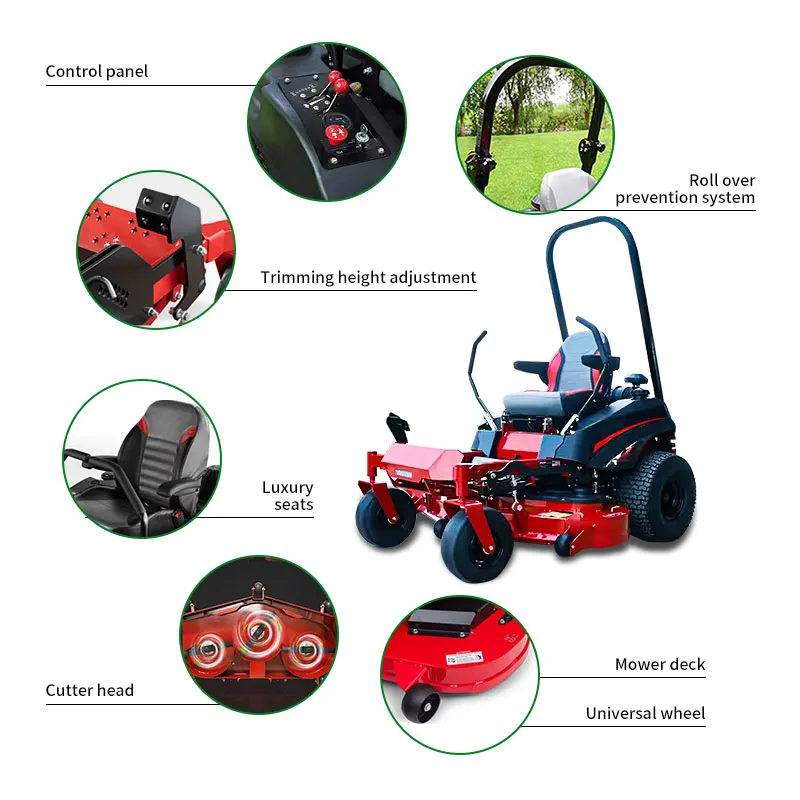 Newest Garden Machine 48inch 50inch 68inch Tractors Gasoline Riding Lawn Mowers Electric Ride on Mower for Sale