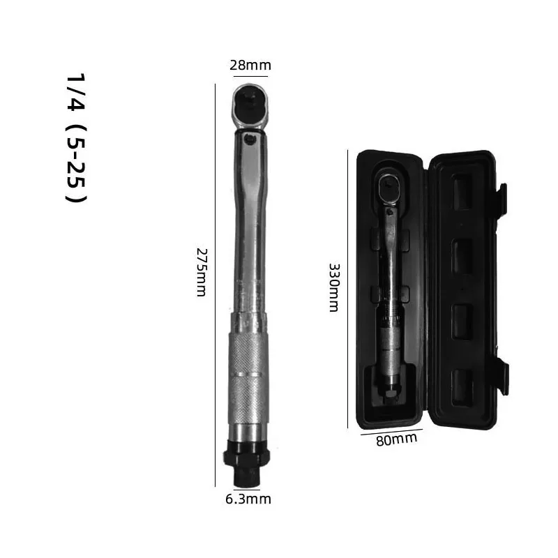 Torque Wrench 1/4in 5-25N Torque Wrench High Precision Quick Release 2-Way Ratchet Preset Torsion Spanner Torque Spanner Preset