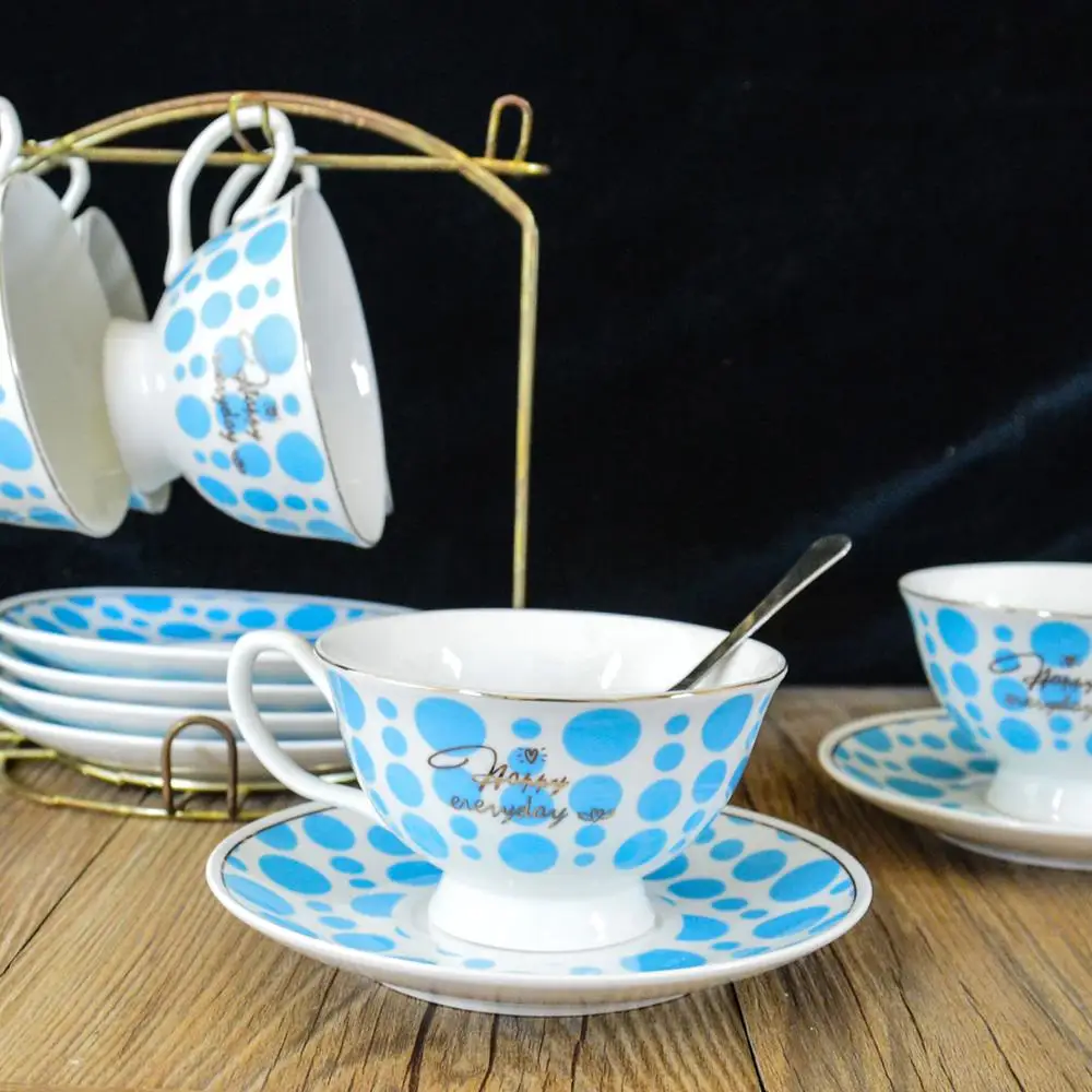 Antique Customized Fine Porcelain Ceramic Coffee Cups And Saucers 12-piece