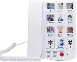 easy to read sos large number white corded hands free home phone telephone large display with photo fixed landline desktop phone
