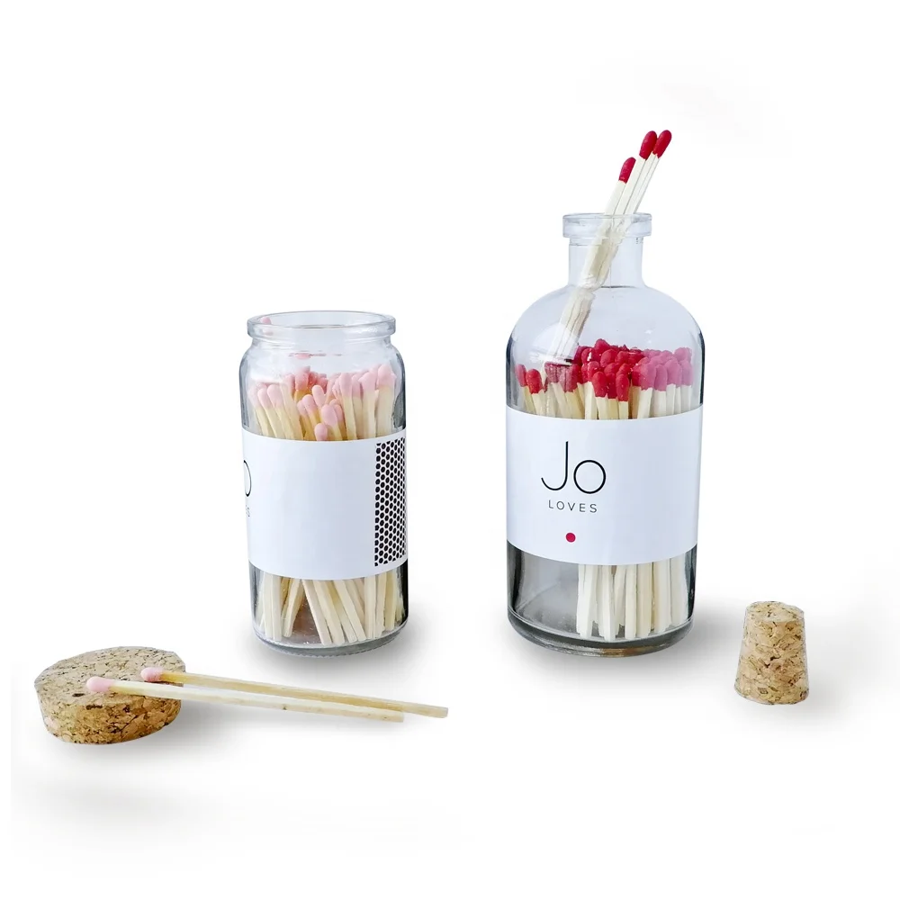 Glass bottle matches wood matches in bulk colored head safety matches