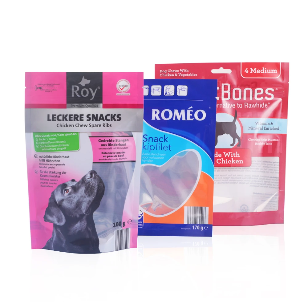 Best price cheap ziplock plastic dog food bag for packaging dog fresh food